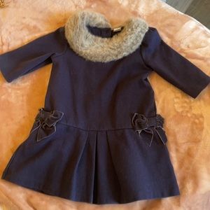 Janie and Jack beautiful dress with faux fur collar.